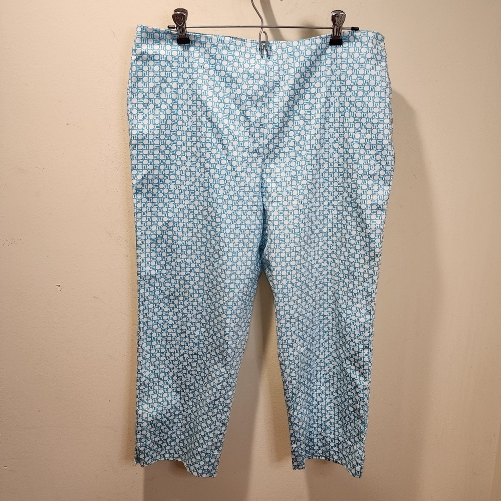 TALBOTSBBlue Patterned Cropped Cotton Pants SIZE 12p
